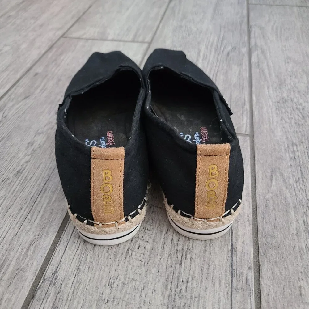 BOBS from Skechers Women's Black Canvas Espadrille Slip On Shoes Size 6